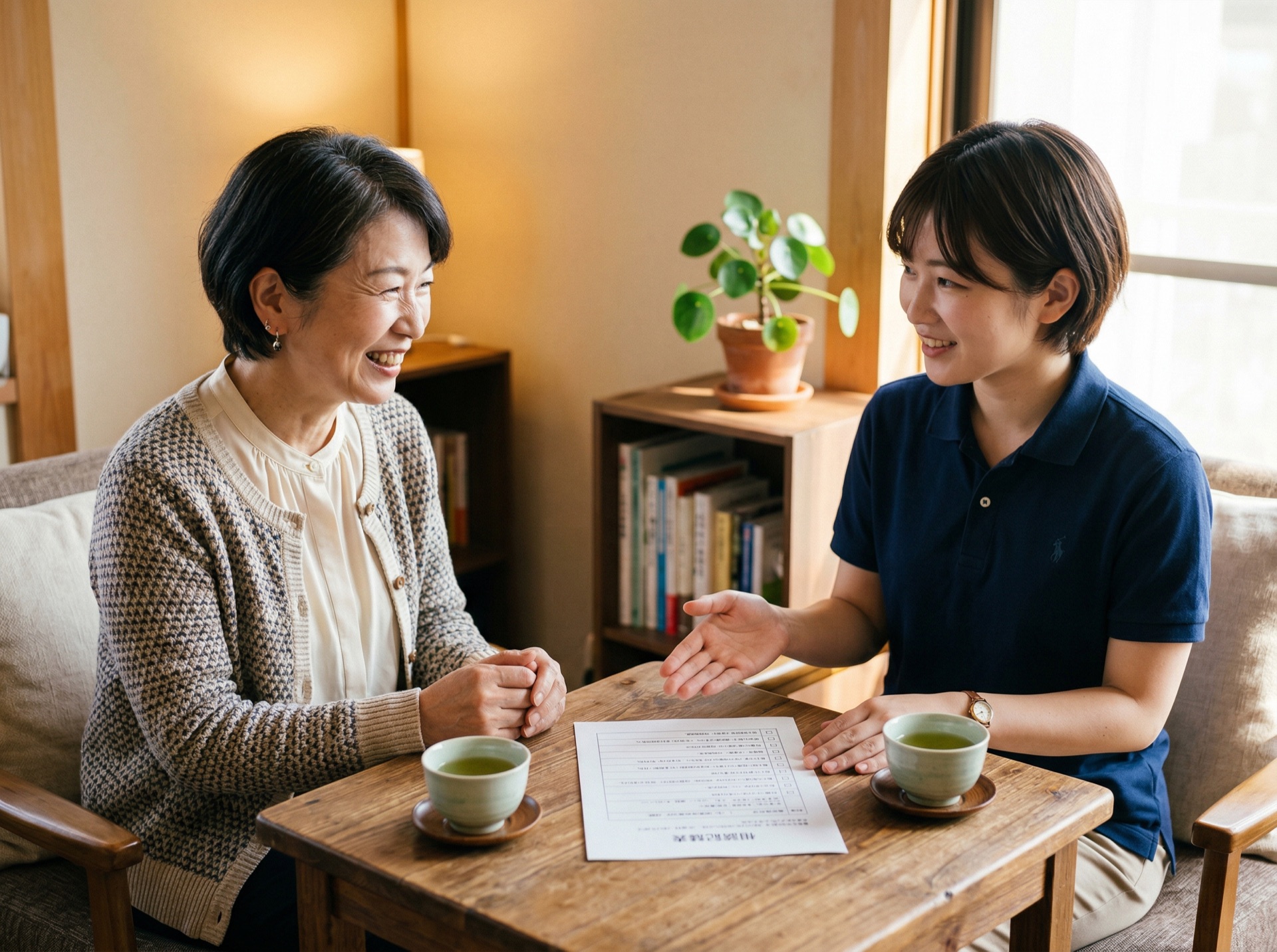 タノミルの事前相談：アドバイザーと穏やかに相談する様子